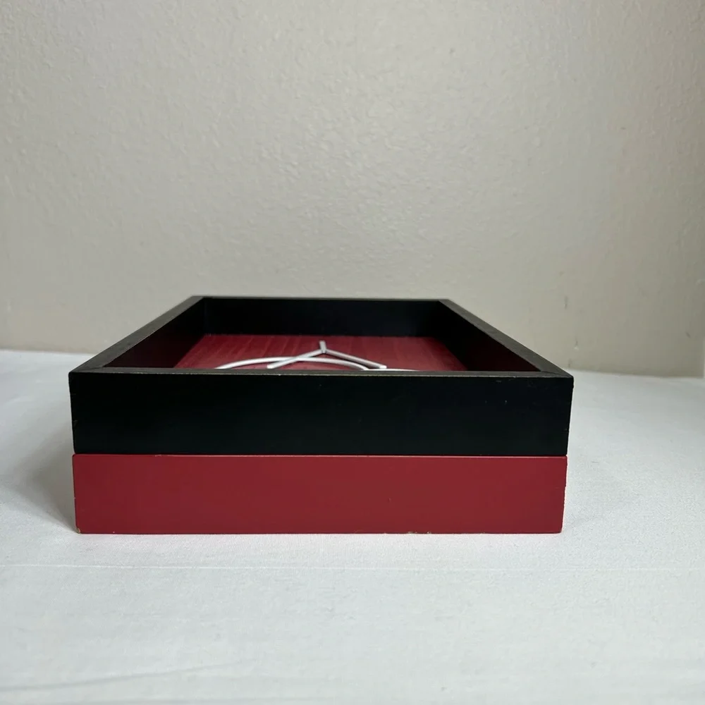 2 Set JOY NOEL Red Bkack White Wood Metal Modern Minimalist‎ Wall Shadow Box Art